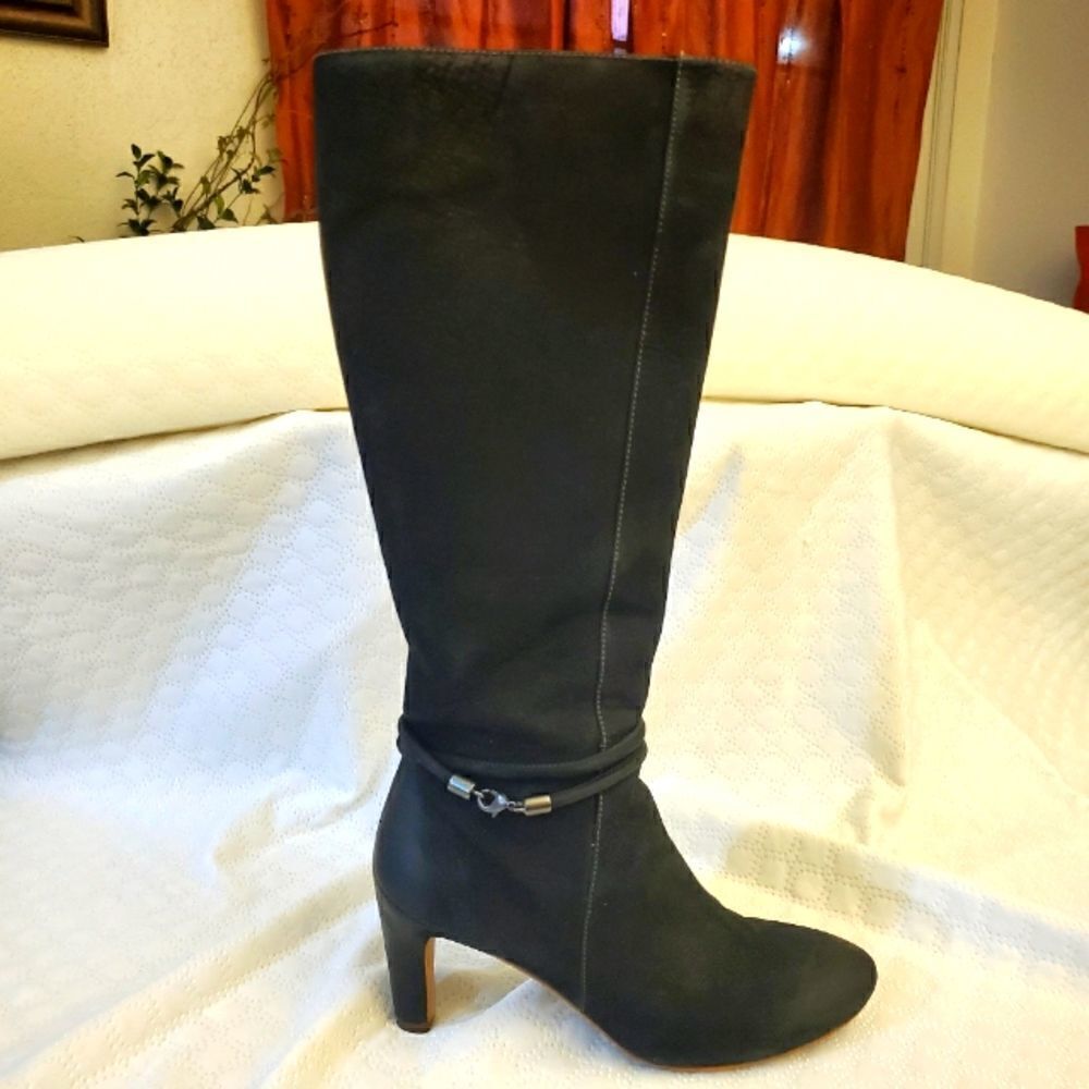 Ecco Black Black Leather Knee High Size 37 Boots